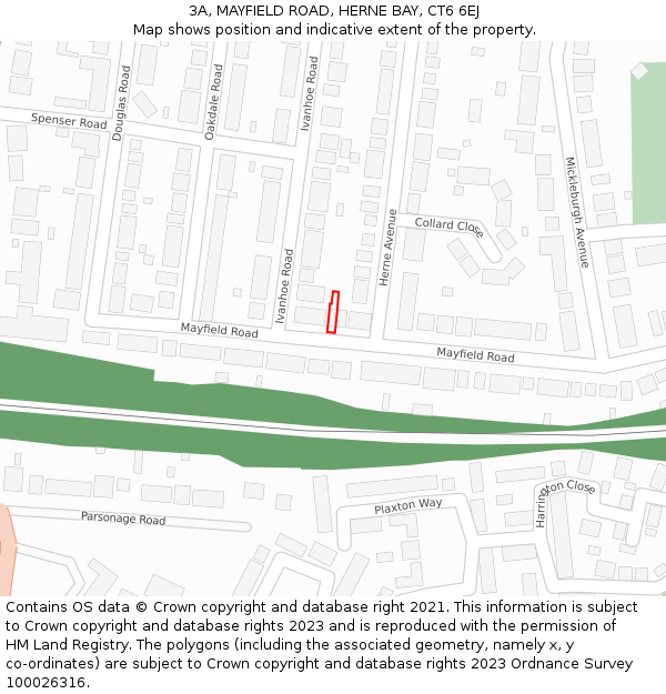 3A, MAYFIELD ROAD, HERNE BAY, CT6 6EJ: Location map and indicative extent of plot