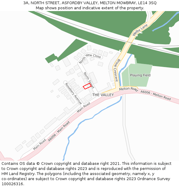 3A, NORTH STREET, ASFORDBY VALLEY, MELTON MOWBRAY, LE14 3SQ: Location map and indicative extent of plot