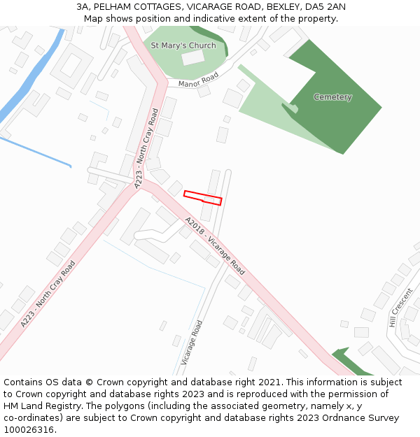 3A, PELHAM COTTAGES, VICARAGE ROAD, BEXLEY, DA5 2AN: Location map and indicative extent of plot