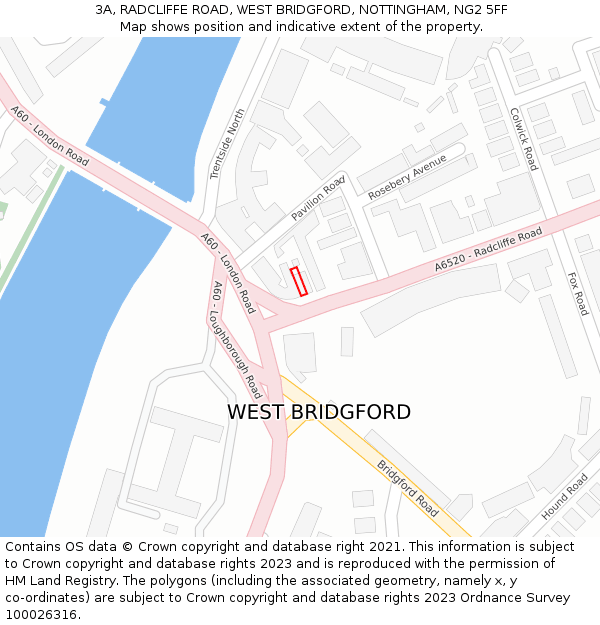 3A, RADCLIFFE ROAD, WEST BRIDGFORD, NOTTINGHAM, NG2 5FF: Location map and indicative extent of plot