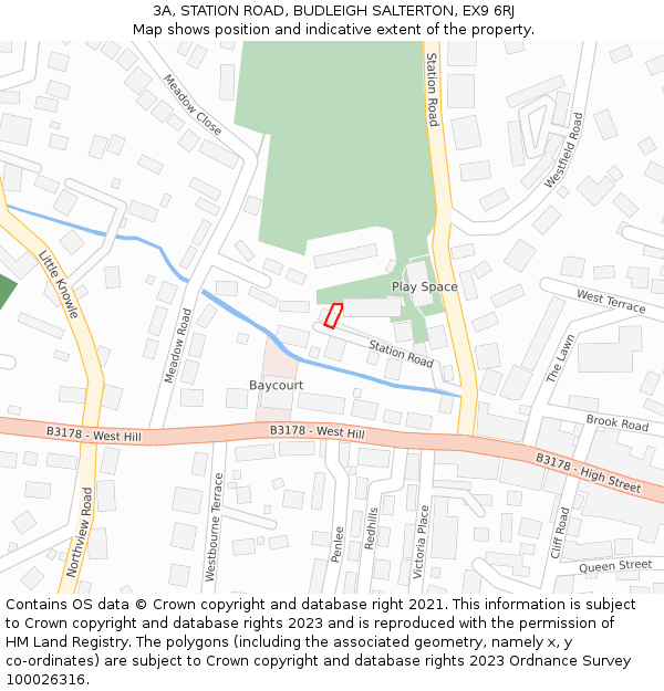 3A, STATION ROAD, BUDLEIGH SALTERTON, EX9 6RJ: Location map and indicative extent of plot