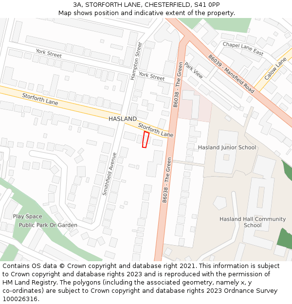 3A, STORFORTH LANE, CHESTERFIELD, S41 0PP: Location map and indicative extent of plot