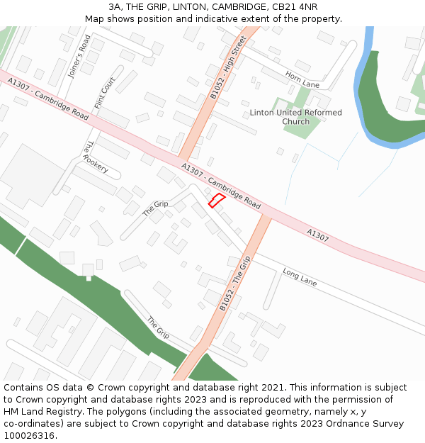 3A, THE GRIP, LINTON, CAMBRIDGE, CB21 4NR: Location map and indicative extent of plot