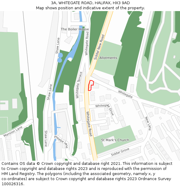 3A, WHITEGATE ROAD, HALIFAX, HX3 9AD: Location map and indicative extent of plot