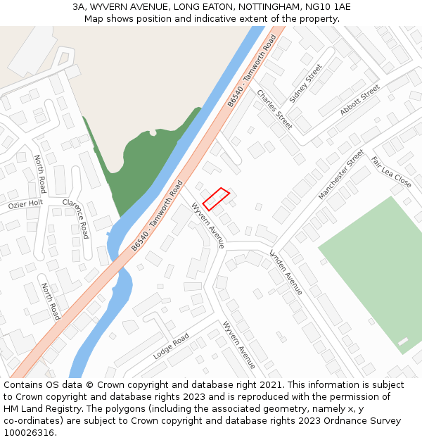 3A, WYVERN AVENUE, LONG EATON, NOTTINGHAM, NG10 1AE: Location map and indicative extent of plot