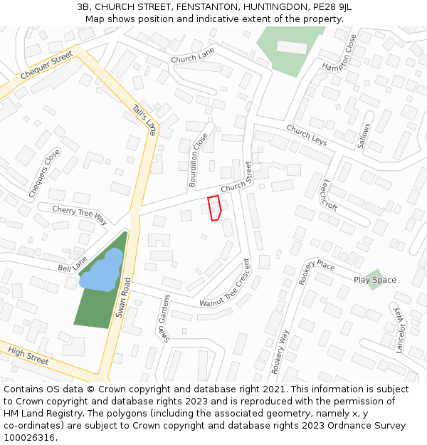 3B, CHURCH STREET, FENSTANTON, HUNTINGDON, PE28 9JL: Location map and indicative extent of plot