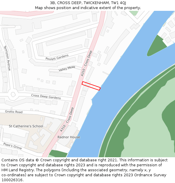 3B, CROSS DEEP, TWICKENHAM, TW1 4QJ: Location map and indicative extent of plot