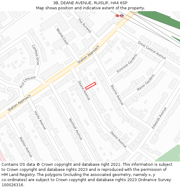 3B, DEANE AVENUE, RUISLIP, HA4 6SP: Location map and indicative extent of plot