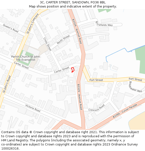 3C, CARTER STREET, SANDOWN, PO36 8BL: Location map and indicative extent of plot