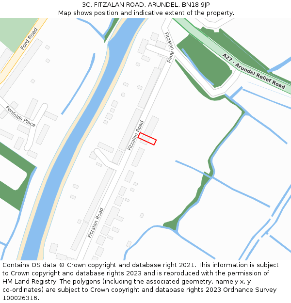 3C, FITZALAN ROAD, ARUNDEL, BN18 9JP: Location map and indicative extent of plot