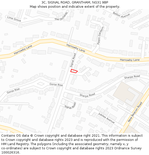3C, SIGNAL ROAD, GRANTHAM, NG31 9BP: Location map and indicative extent of plot