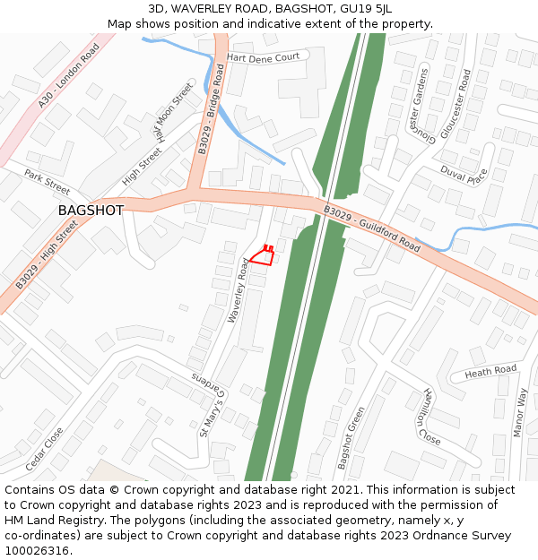 3D, WAVERLEY ROAD, BAGSHOT, GU19 5JL: Location map and indicative extent of plot