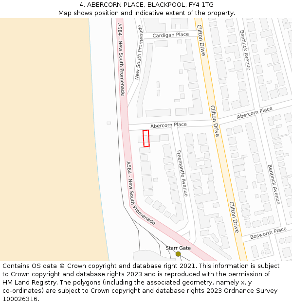 4, ABERCORN PLACE, BLACKPOOL, FY4 1TG: Location map and indicative extent of plot