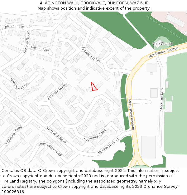 4, ABINGTON WALK, BROOKVALE, RUNCORN, WA7 6HF: Location map and indicative extent of plot