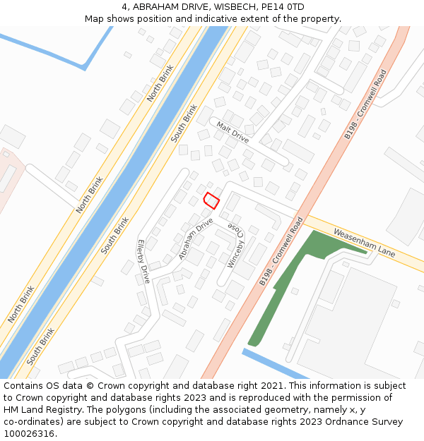 4, ABRAHAM DRIVE, WISBECH, PE14 0TD: Location map and indicative extent of plot