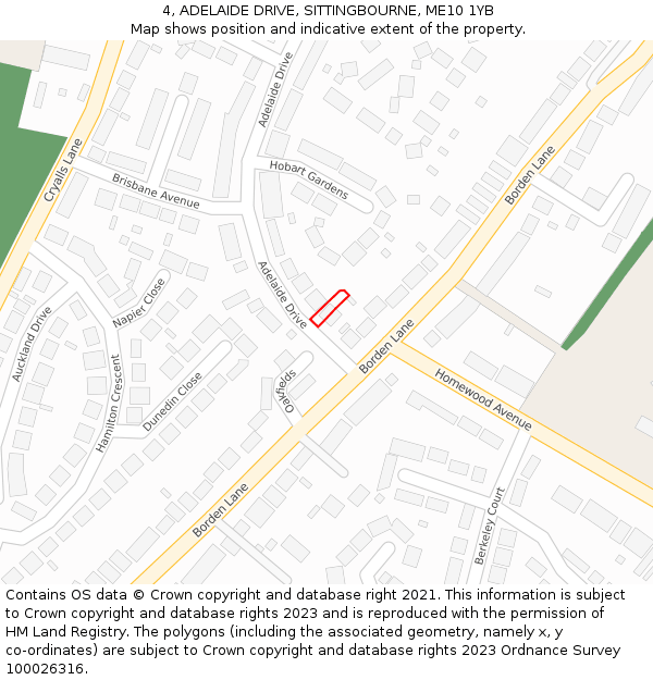 4, ADELAIDE DRIVE, SITTINGBOURNE, ME10 1YB: Location map and indicative extent of plot