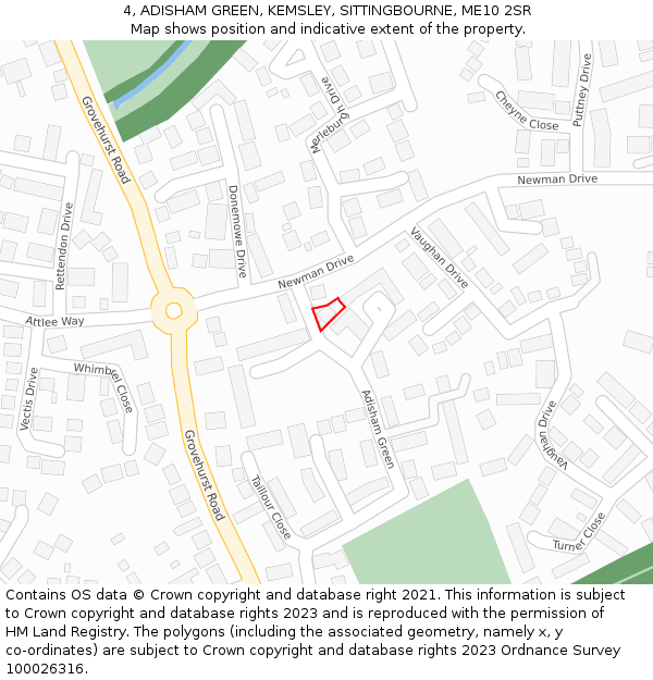 4, ADISHAM GREEN, KEMSLEY, SITTINGBOURNE, ME10 2SR: Location map and indicative extent of plot