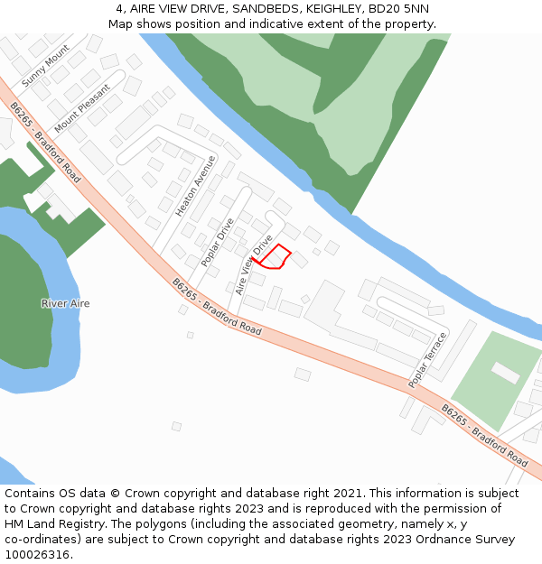 4, AIRE VIEW DRIVE, SANDBEDS, KEIGHLEY, BD20 5NN: Location map and indicative extent of plot