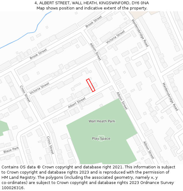 4, ALBERT STREET, WALL HEATH, KINGSWINFORD, DY6 0NA: Location map and indicative extent of plot