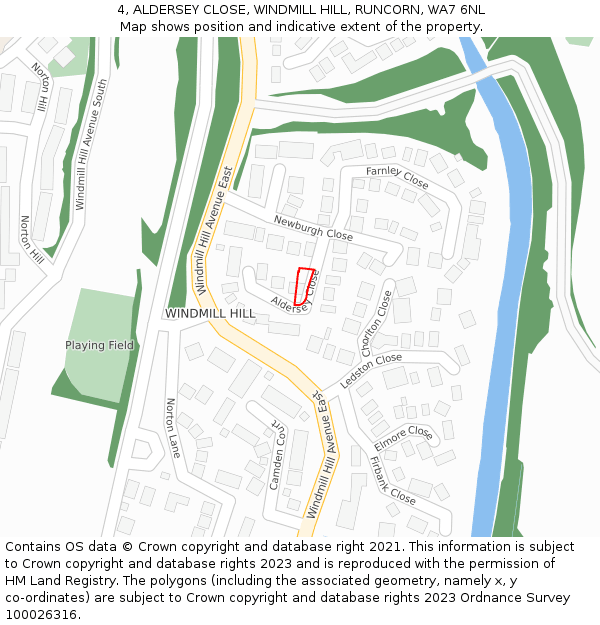 4, ALDERSEY CLOSE, WINDMILL HILL, RUNCORN, WA7 6NL: Location map and indicative extent of plot