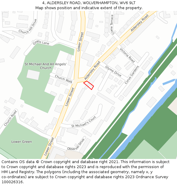 4, ALDERSLEY ROAD, WOLVERHAMPTON, WV6 9LT: Location map and indicative extent of plot