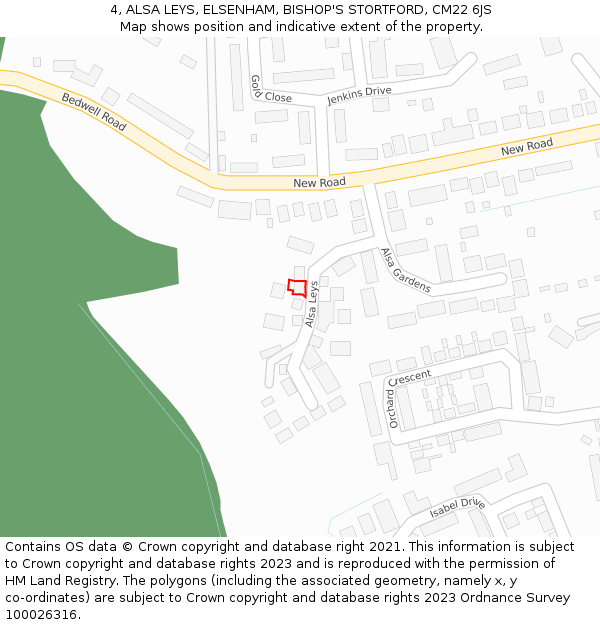 4, ALSA LEYS, ELSENHAM, BISHOP'S STORTFORD, CM22 6JS: Location map and indicative extent of plot