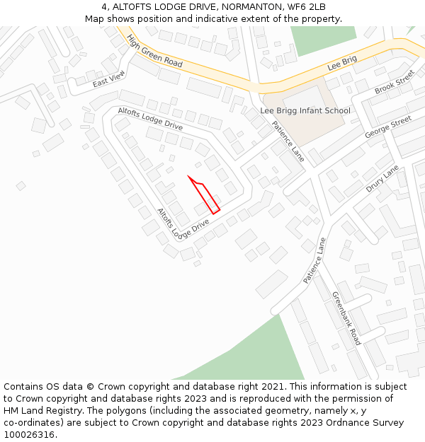 4, ALTOFTS LODGE DRIVE, NORMANTON, WF6 2LB: Location map and indicative extent of plot