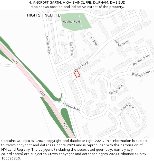 4, ANCROFT GARTH, HIGH SHINCLIFFE, DURHAM, DH1 2UD: Location map and indicative extent of plot