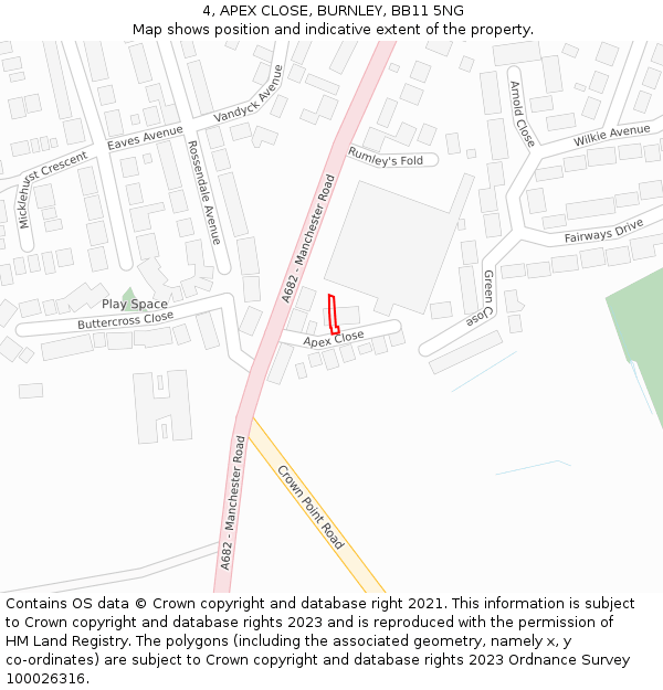 4, APEX CLOSE, BURNLEY, BB11 5NG: Location map and indicative extent of plot