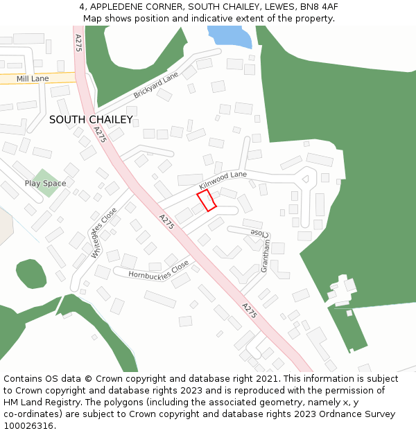 4, APPLEDENE CORNER, SOUTH CHAILEY, LEWES, BN8 4AF: Location map and indicative extent of plot