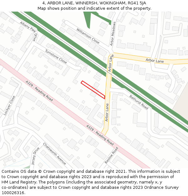 4, ARBOR LANE, WINNERSH, WOKINGHAM, RG41 5JA: Location map and indicative extent of plot