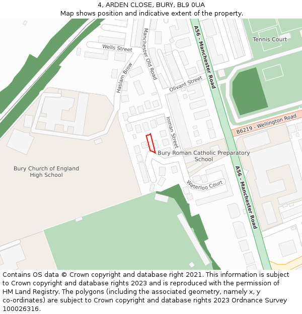 4, ARDEN CLOSE, BURY, BL9 0UA: Location map and indicative extent of plot