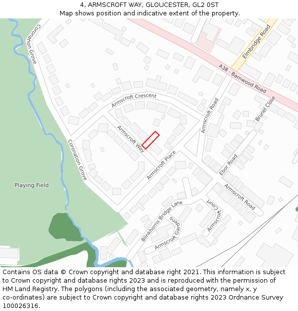 4, ARMSCROFT WAY, GLOUCESTER, GL2 0ST: Location map and indicative extent of plot