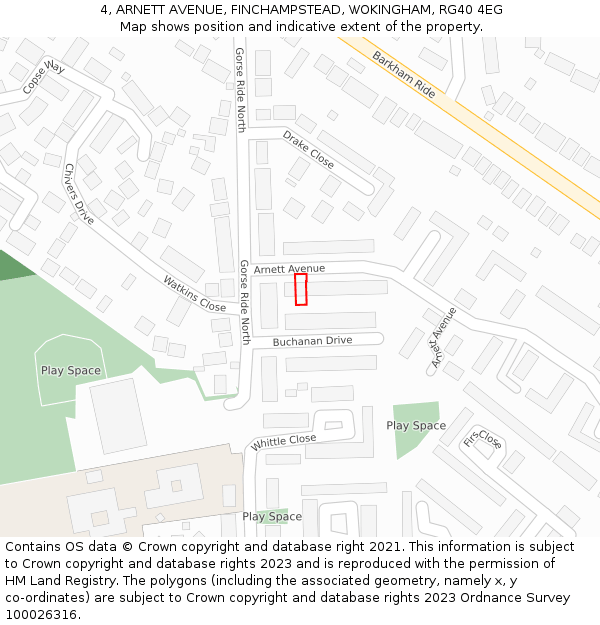 4, ARNETT AVENUE, FINCHAMPSTEAD, WOKINGHAM, RG40 4EG: Location map and indicative extent of plot