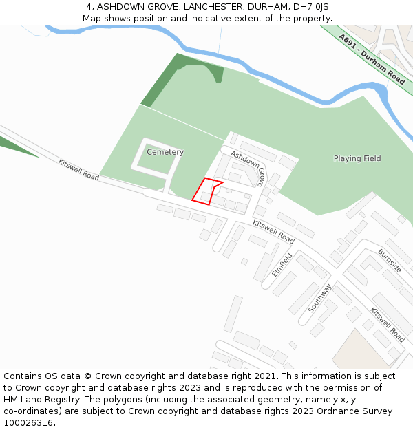 4, ASHDOWN GROVE, LANCHESTER, DURHAM, DH7 0JS: Location map and indicative extent of plot