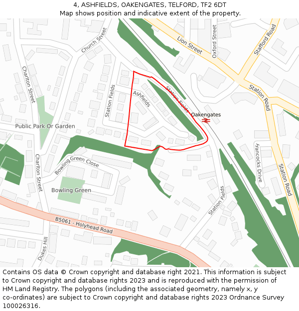 4, ASHFIELDS, OAKENGATES, TELFORD, TF2 6DT: Location map and indicative extent of plot