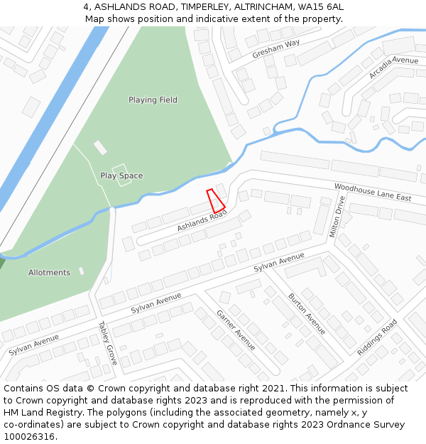 4, ASHLANDS ROAD, TIMPERLEY, ALTRINCHAM, WA15 6AL: Location map and indicative extent of plot