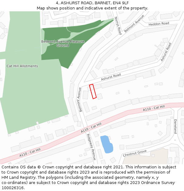 4, ASHURST ROAD, BARNET, EN4 9LF: Location map and indicative extent of plot