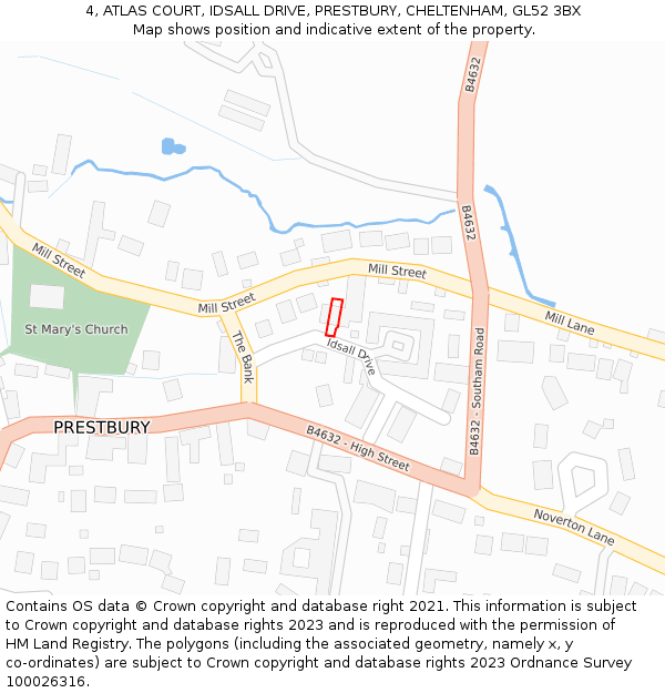 4, ATLAS COURT, IDSALL DRIVE, PRESTBURY, CHELTENHAM, GL52 3BX: Location map and indicative extent of plot