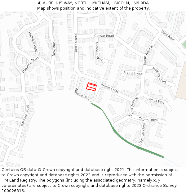 4, AURELIUS WAY, NORTH HYKEHAM, LINCOLN, LN6 9DA: Location map and indicative extent of plot