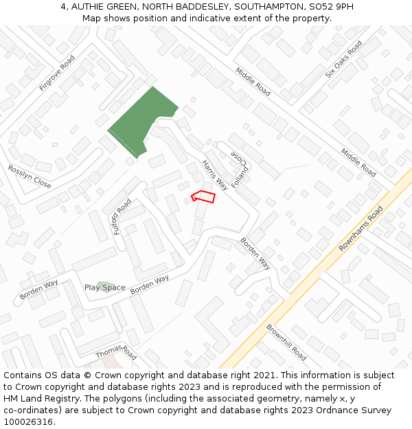 4, AUTHIE GREEN, NORTH BADDESLEY, SOUTHAMPTON, SO52 9PH: Location map and indicative extent of plot