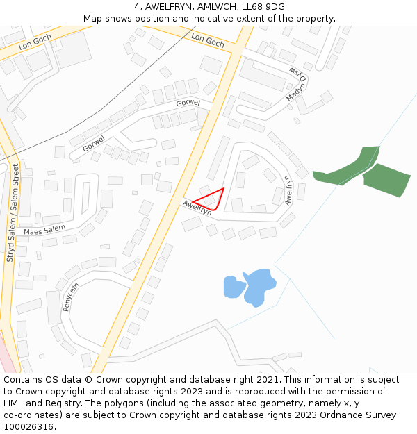 4, AWELFRYN, AMLWCH, LL68 9DG: Location map and indicative extent of plot