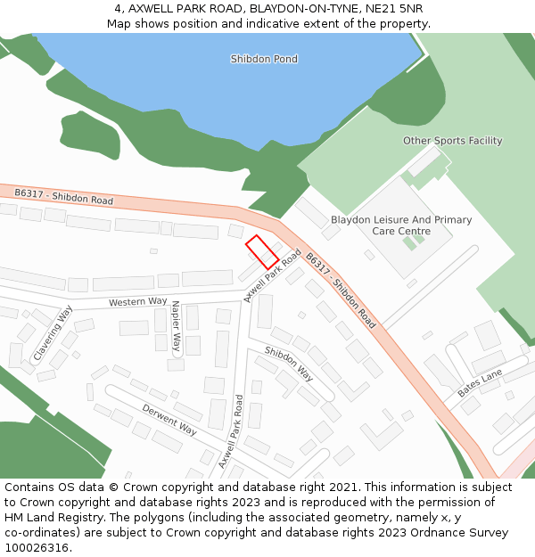 4, AXWELL PARK ROAD, BLAYDON-ON-TYNE, NE21 5NR: Location map and indicative extent of plot