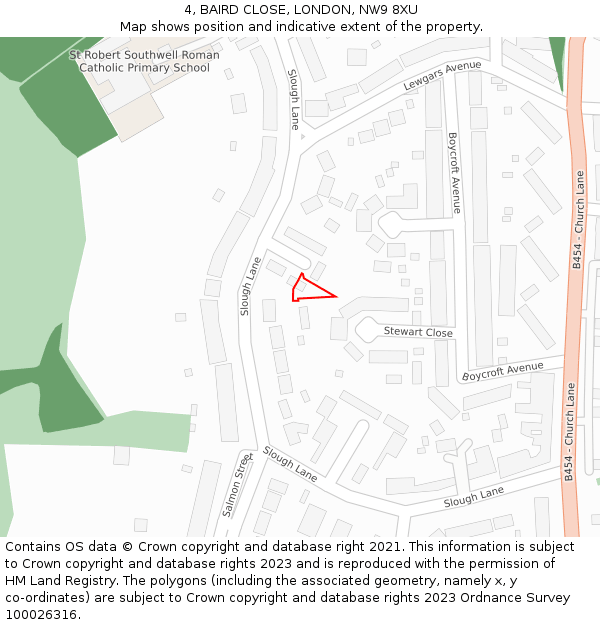 4, BAIRD CLOSE, LONDON, NW9 8XU: Location map and indicative extent of plot