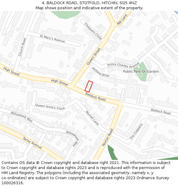 4, BALDOCK ROAD, STOTFOLD, HITCHIN, SG5 4NZ: Location map and indicative extent of plot