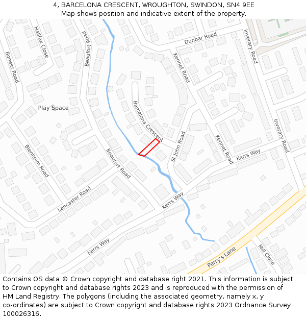 4, BARCELONA CRESCENT, WROUGHTON, SWINDON, SN4 9EE: Location map and indicative extent of plot