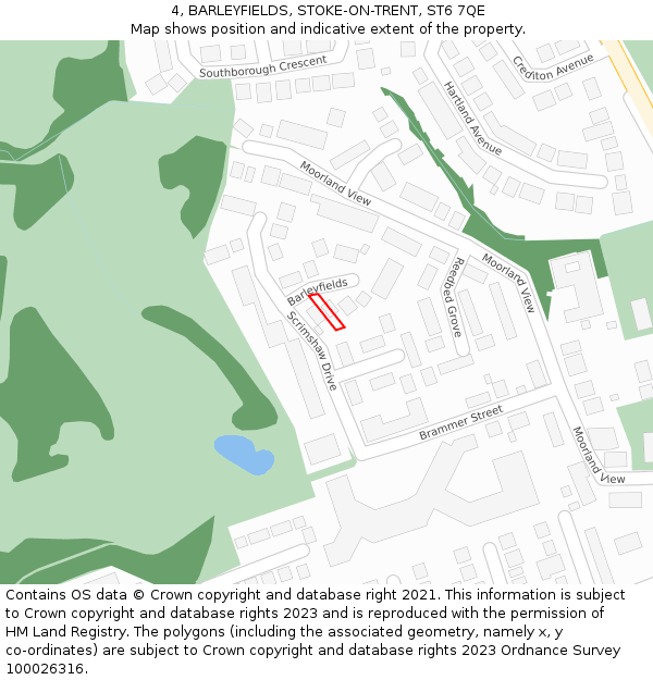 4, BARLEYFIELDS, STOKE-ON-TRENT, ST6 7QE: Location map and indicative extent of plot