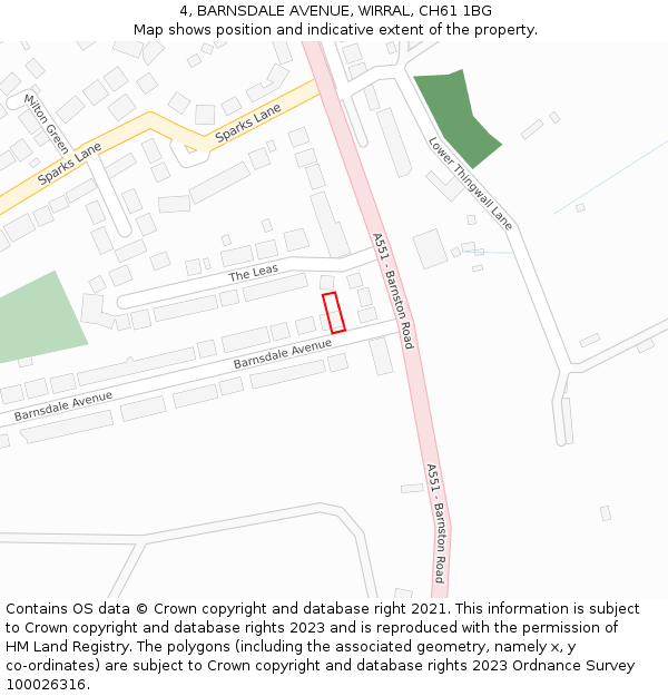 4, BARNSDALE AVENUE, WIRRAL, CH61 1BG: Location map and indicative extent of plot