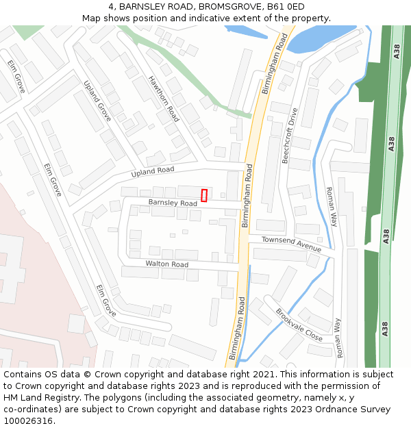 4, BARNSLEY ROAD, BROMSGROVE, B61 0ED: Location map and indicative extent of plot