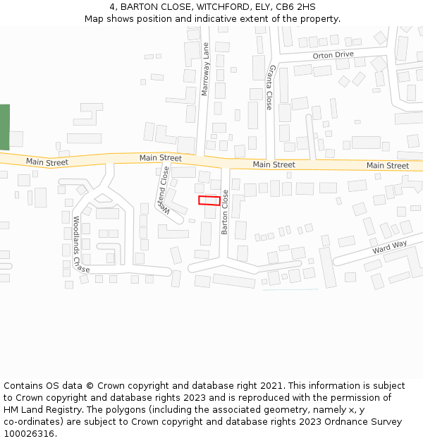 4, BARTON CLOSE, WITCHFORD, ELY, CB6 2HS: Location map and indicative extent of plot